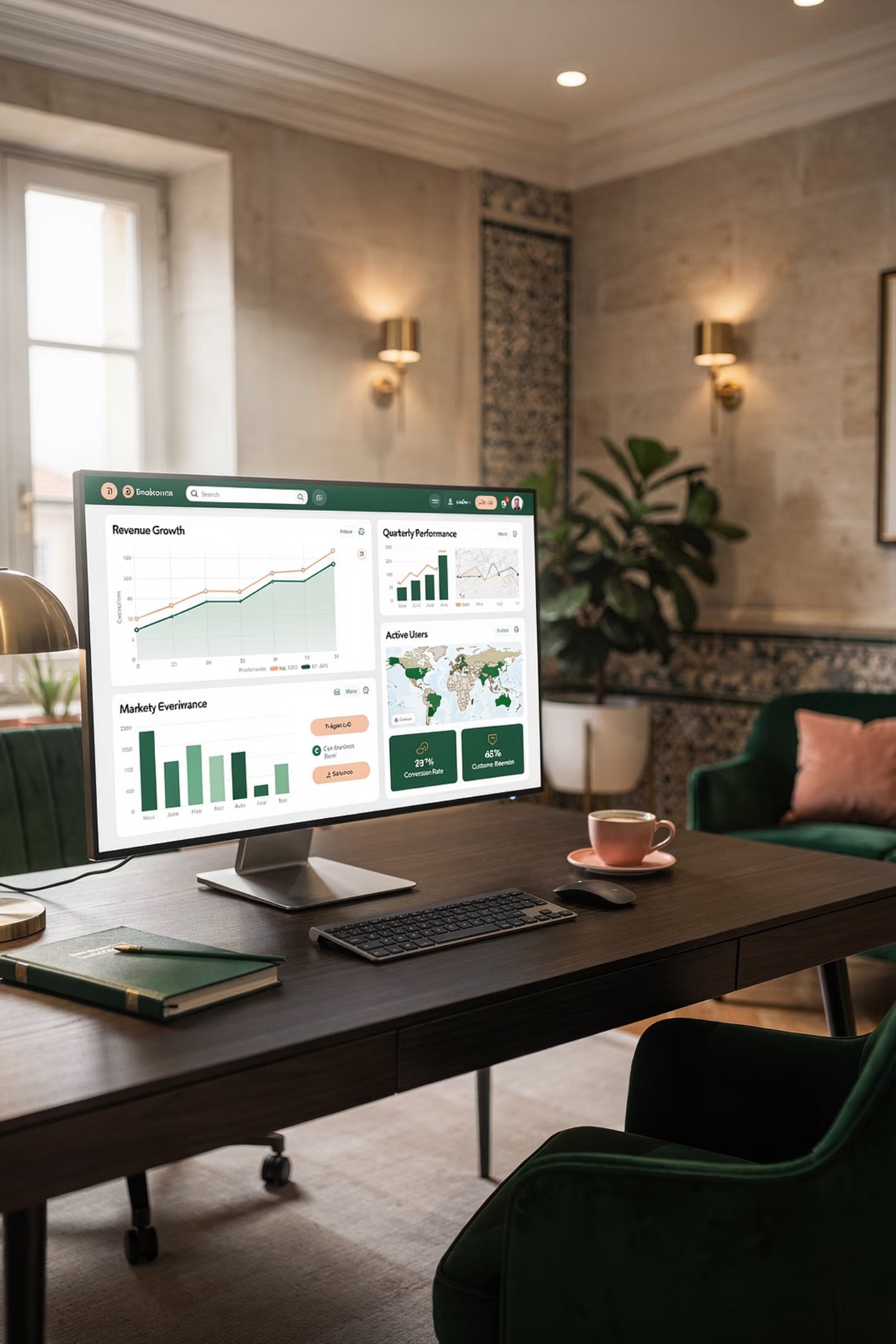 Visualização de indicadores num dashboard executivo